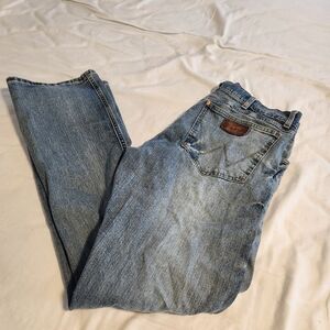 Wrangler Retro Mens Jeans 34x34 Slim Boot Cut Broken In